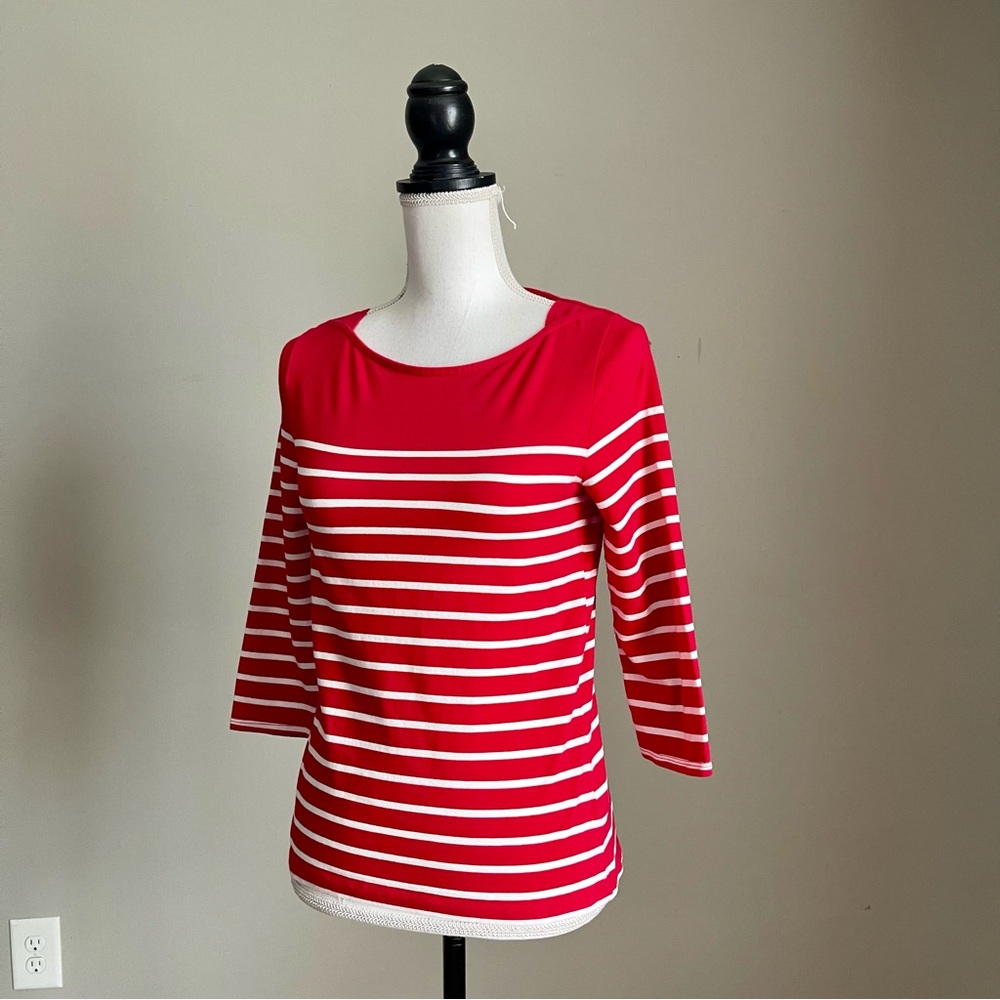 A NEW DAY | Red Striped Top Sz S - Picture 3 of 6